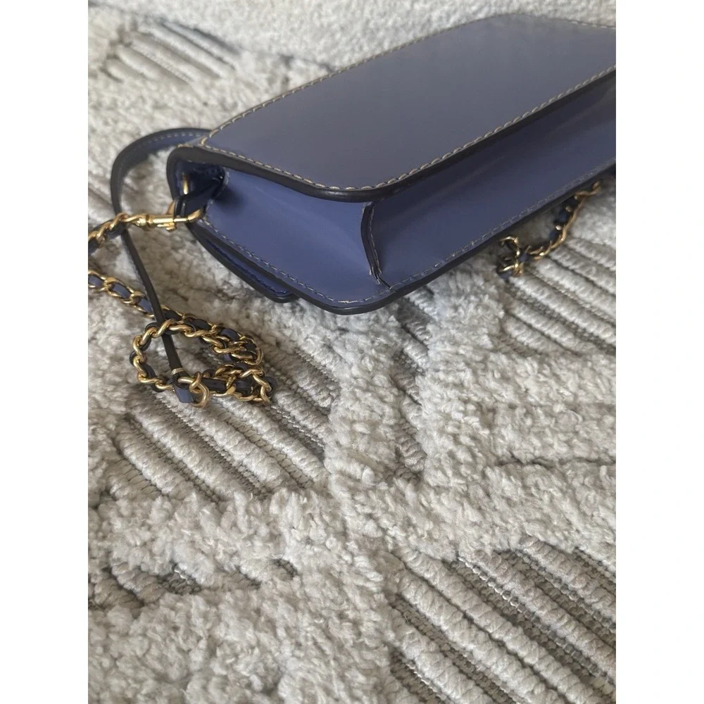 Tory Burch Britten Smooth‎ Chain Wallet w/Wristlet in Dark Lotus (Purple)